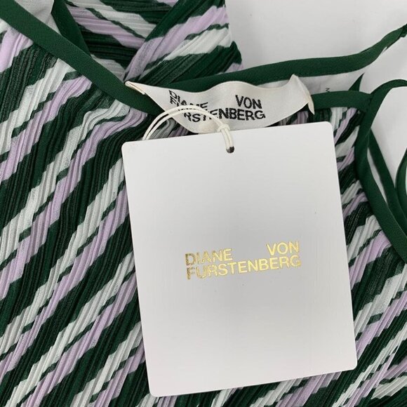 DVF Diane von Furstenberg Novalee Flag Stripe Lavender Fog green midi dress XS - Picture 5 of 7